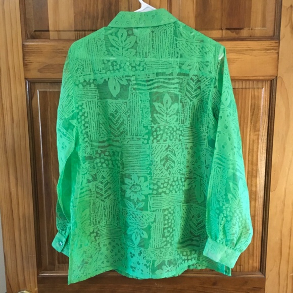 Coldwater Creek Women’s M semi-sheer vibrant green - Picture 2 of 3